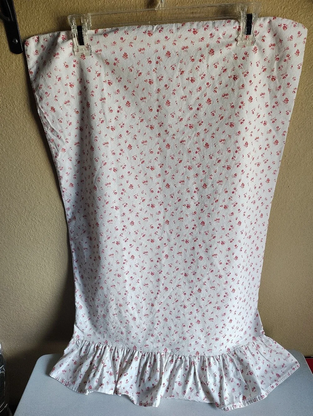 VTG Ralph Lauren Colchester Standard Pillowcase Red White Ditsy Floral Ruffle